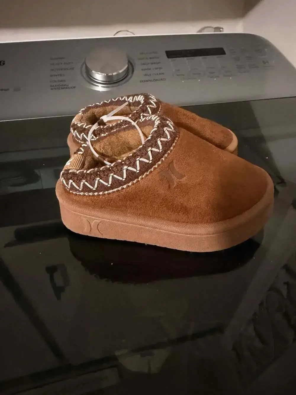 Hurley Kids Modi Brown Faux Fur Fleece Slip-On Slippers Size 5